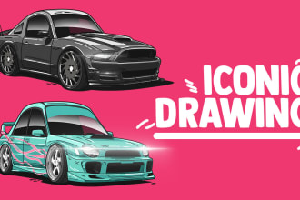 draw iconic drawing illustration of your car