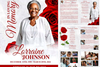 funeral program, obituary design, memorial card, and funeral flyer
