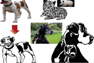 draw a portrait of your dog and creat dxf cutting files