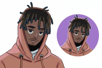 draw anime character portrait for profile picture and avatar