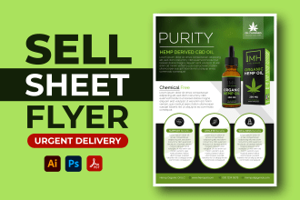 design sell sheet flyer, product sheet, media kit sheet or marketing materials
