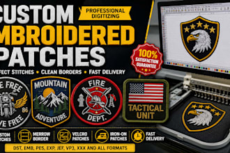 make custom embroidered patches with iron on, velcro or sew on backing