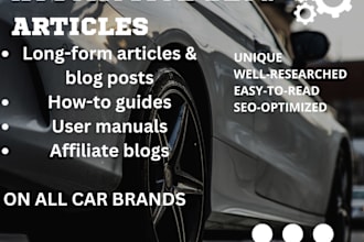 write car articles and blogs for your automotive website