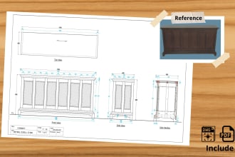 draw furniture design to autocad technical drawing mechanical drawing