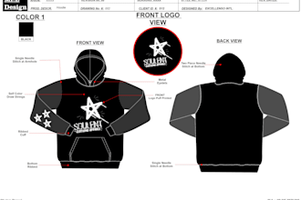 do clothing tech pack, mock up and clothing design