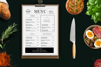 create modern restaurant menu, food flyer, menu card, and price list design