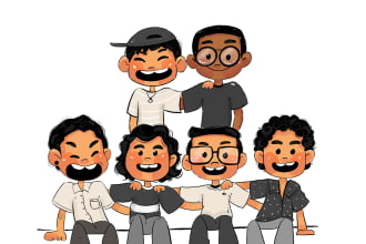 draw cute cartoon portrait, couple or family illustration, christmas gift