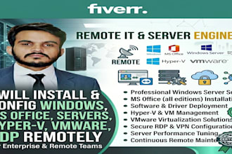 install windows, ms office, software, servers, hyperv, vmware, rdp remotely