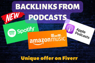 create backlinks from amazon, apple, spotify, and other podcasts