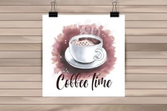 make an amazing coffee shop logo design with vector file