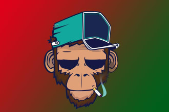 make a high quality monkey smoke mascot  logo for you with new concept