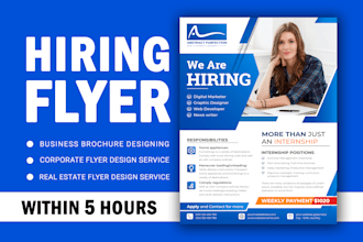 do business flyer, job hiring ad, one pager, marketing material, graphic design