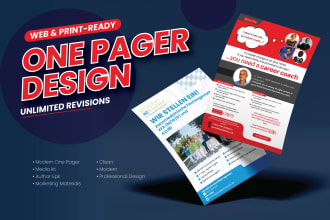 design modern one pager, author epk and marketing materials