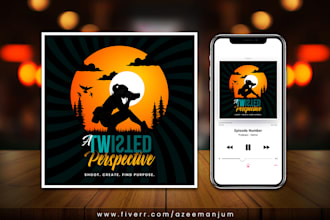 design premium podcast cover art, logo