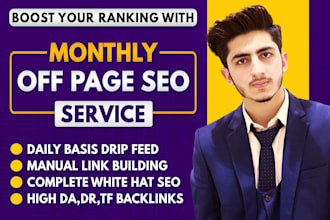 do complete monthly off page SEO service with white hat backlinks