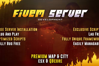 create custom fivem esx or qbcore server with premium scripts