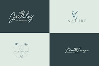do feminine hand drawn botanical minimalist logo design with brand style guides