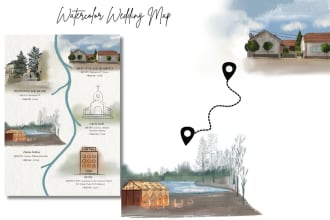 illustrate a watercolor map for your wedding venue