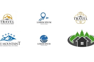 design unique travel, adventure, tour mountain air trip, hotel and resort logo