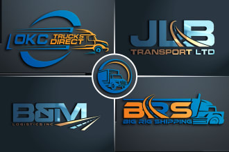 design transport logistics haulage freight and trucking logo within few hours
