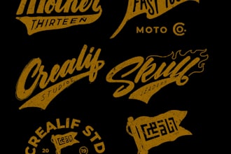 create handdrawn vintage logo motorcycle company
