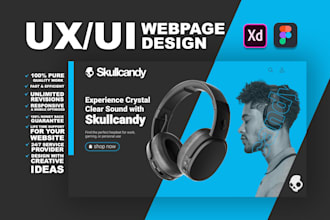 do eye catching UX UI website design using figma, adobe xd