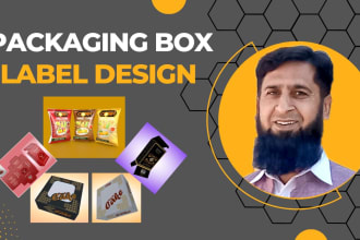 do label, packaging box design with die cut, crease line and 3d mockup