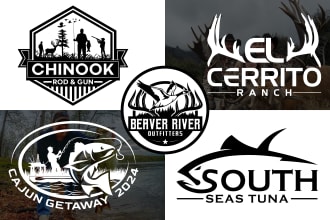 hunting fishing outdoors and deer logo