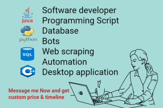 script java python bot c cpp sql database coding programming project developer