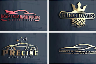 create luxury 2d,3d auto detailing and car wash logo