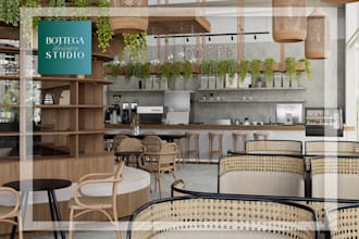 design and render cafes, restaurants, gyms, and retail store interiors