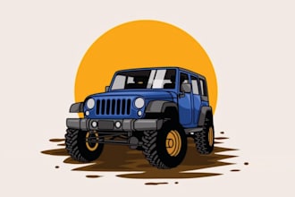 draw your car into vector cartoon
