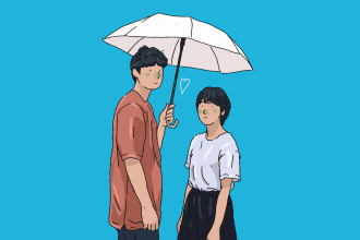draw couple portrait with simple hand drawing illustration