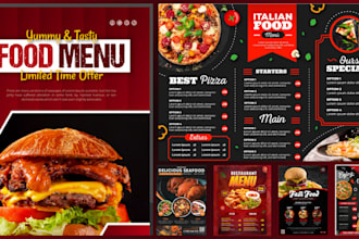 do an amazing menu design, food menu, restaurant menu design