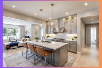 create realistic 3d interior design and floor plan with rendering