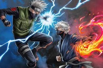 draw anime and manhwa illustration with semi realist artstyle