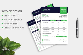 provide stunning invoice, fillable pdf form design templates