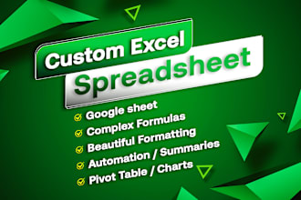 create custom excel spreadsheet with formulas, automation, pivot table