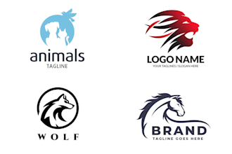 create animal logo fox, horse, fish, lion wolf tiger design