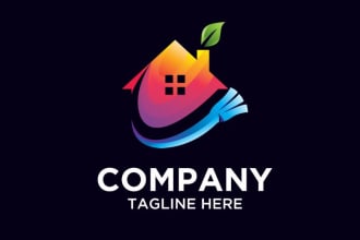 design clean house ,janitorial or commercial cleaning logo