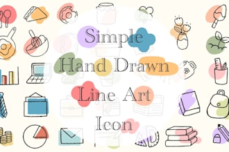 draw a minimal line art and icon for you