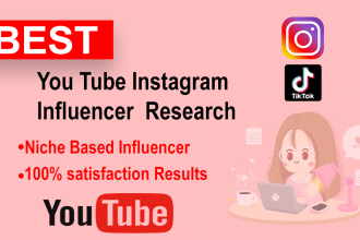 research list of youtube and instagram influencer with email