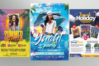design tour, travel, summer, beach, pool, cruise party flyer