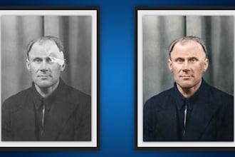 restore and retouch, damaged old photo