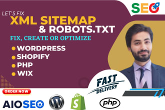 fix and optimize XML sitemaps and robots txt for wordpress, shopify PHP