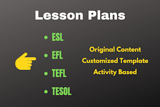 write english lesson plans according to your criteria