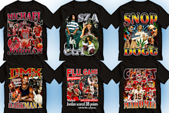 do 90s vintage rap sports custom bootleg t shirt design