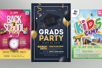do kids back to school flyer, birthday or graduation party flyer