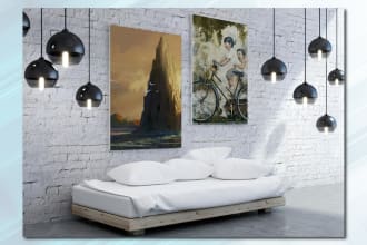 create appealing custom canvas wall art mockup design