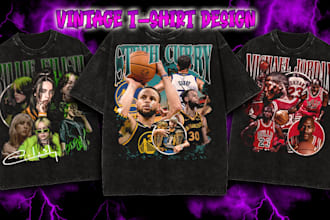 design a vintage old school 90s bootleg rap for your tee